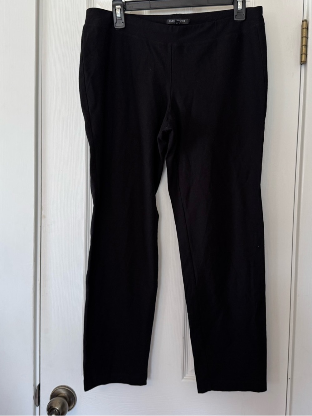 Eileen Fisher Wide Leg Cropped Pants‎ Small Black Stretch Viscose Blend Office